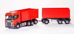 Camion porteur container avec remorque container - SCANIA R500 8x4 rouge