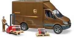 BRU2538 - Utilitaire MERCEDES avec figurine articulée et accessoires inclus aux couleurs transport UPS Jouet BRUDER
