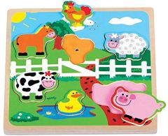 Puzzle sonore en bois Les animaux de la ferme - 7 pièces