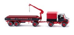 WIK050203 - Camion 4x2 U1700 UNIMOG et remorque 3 Essieux avec une grue