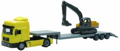 NEW15483A - Camion MAN de couleur jaune avec porte engin et pelle