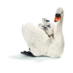 SHL13718 - Figurine de l'univers des animaux sauvages - Cygne blanc femelle avec cygneaux