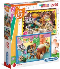 CLE24758 - 2 Puzzles du dessin animé 44 cats 20 Pièces