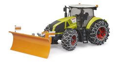 BRU3018 - Tracteur avec chaînes à neige et lame de déneigement - CLAAS Axion 950
