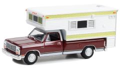 GREEN30409 - Voiture avec camping car de 1981 couleur rouge sous blister - DODGE Ram D-250 royal Pick-up