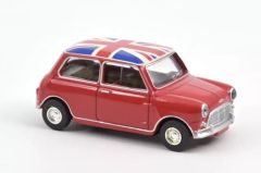 NOREV310521 - Voiture de 1964 couleur rouge avec drapeau sur le toit - MINI COOPER S