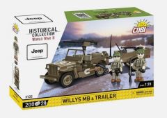 COB3132 - Jeu de construction - 200 pcs - JEEP Willys MB avec remorque