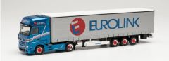 HER314855 - Camion 4x2 MERCEDES ACTROS GIGASPACE avec remorque 3 essieux GARDINENPLANEN SATTELZUG EUROLINK