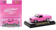 M2M-31500-MJS76 - Voiture sous blister de la série THE HEARTBEAT - CHEVROLET C1500 SS 454 de 1991 courleur rose
