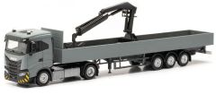HER316415 - Camion avec remorque et grue de déchargement de couleur gris - IVECO S-Way ND 4x2