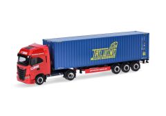 HER317368 - Camion avec remorque porte container 3 essieux HH BODE/TAILWIND – IVECO S-Way LNG 4x2