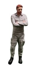 ATLAN32011_GRISC - Figurine avec cotte de couleur gris clair – Mécanicien debout