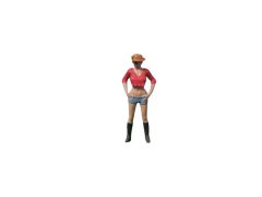 ATLAN32023_ROUGE - Figruine avec chapeau et lunette haut rouge - Femme debout