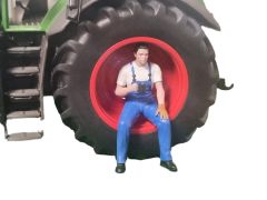 ATLAN32025_BLEU - Figurine en cotte bleu - Homme assis en pause