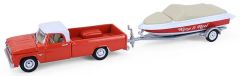 GREEN32330-A - Voiture sous blister de la série HITCH & TOW - DODGE D-100 1967 avec remorque et bateau