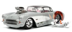 JAD32390 - Voiture des LOONEY TUNES avec figurine BUGS BUNNY couleur grise – CHEVROLET corvette de 1957