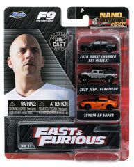 JAD32481 - Véhicules du film Fast and Furious - Nano - DODGE Charger SRT Hellcat 2020 noire - JEEP Gladiator 2020 grise - TOYOTA GR Supra orange