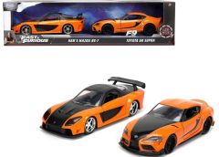 JAD32910 - Voiture FAST & FURIOUS couleur Orange - MAZDA RX-7 Han's et TOYOTA GR Supra