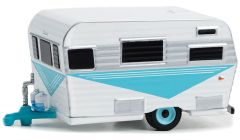 GREEN34140-B - Caravane de la couleur bleu et blanche sous blister de la série HITCHED HOMES – Siesta Travel trailer 1958