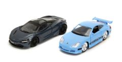 JAD34250 - Voitures de couleur bleu et noir - Fast and Furious - PORSCHE 996 GTS RS / McLAREN 720S