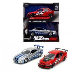 JAD34256 - Set de 2 véhicules du Film Fast & Furious – MITSUBISHI Lancer EVO et NISSAN Skyline GTR