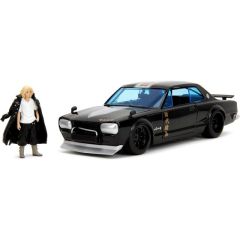 JAD34698 - 1971 NISSAN Skyline GTR met Mikey-figuurtje TOKYO REVENGERS zwart