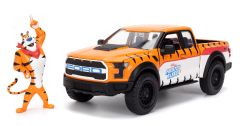 JAD35470 - Voiture avec figurine Tony KELLOGG'S - FORD F-150 Raptor de 2017 couelur orange et blanche
