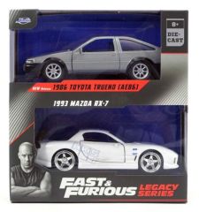 JAD35690 - Voitures du film Fast & Furious - TOYOTA Trueno 1986 grise et MAZDA RX7 1993 blanche