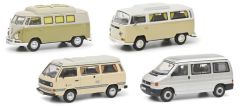 SCH3591 - Set de 4 camping-car plusieurs coloris - VOLKSWAGEN   T1b, T2a, T3a + T4a