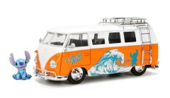 JAD36340 - Véhicule de 1961 couleur orange et blanche - VW Bus avec figurine STICH
