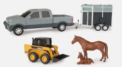 ERT37656-SKID - Set JOHN DEERE - 4x4 avec van chevaux et mini chargeur