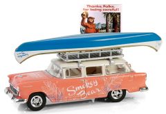 GREEN38070-A - Voiture sous blister de la série SMOKEY BEAR - CHEVROLET Two-Ten Townsman 1955 avec canoë sur le toit