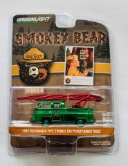 GREEN38070-BVERT - Voiture sous blister de la série SMOKEY BEAR - VW Type2 Double cab Pick-up - Ladder Truck 1968 vert