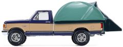 GREEN38080-D - Voiture sous blister de la série THE GREAT OUTDOORS - FORD F-150 XLT Lariat 1987 avec tente