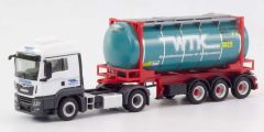 Camion avec porte container et container citerne WITTENER TRANSPORT KONTOR / STRATMANN - MAN TGS LX Euro 6c 4x2