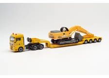 HER312301 - Camion MAN avec porte engins 4 essieux  et pelle LIEBHERR 954 LEONHARD WEISS