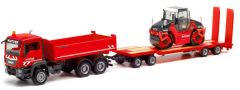 HER312349 - Camion benne avec porte engins et rouleau HAMM HUTTER – MERCEDES TGS 6x4