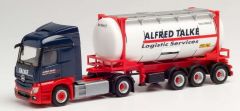 Camion porte container et container citerne transport ALFRED TALKE – MERCEDES Actros S 4x2