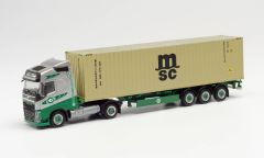 HER313193 - Camion avec porte container EKB et container  MSC – VOLVO FH Globttroter 4x2