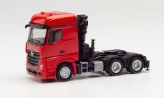 HER313315 - Camion solo de couleur rouge – MERCEDES Arics 6x4 avec grue de déchargement
