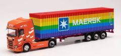 HER314695 - Camion avec porte container et container HCL Logistique/ MAERSK - SCANIA CR 20 C. 4x2