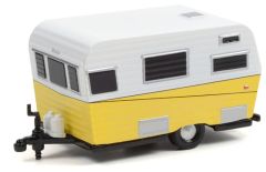 GREEN34110-A - Caravane sous blister de la série HITCHED Homes – Caravane 1 essieu couleur jaune et blanche de 1959