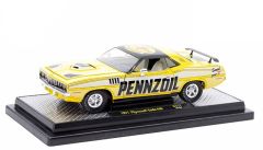 M2M-40300-117B - Voiture de 1971 couleur jaune et blanc - PENNZOIL - PLYMOUTH Cuda 440