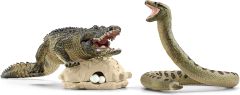 Figurines de l'univers des animaux sauvages - Duel Alligator contre Anaconda