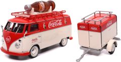 MCITY443060 - Voiture avec bouteille sur le toit et sa remorque - COCA-COLA - VWT1 combi  de 1960 