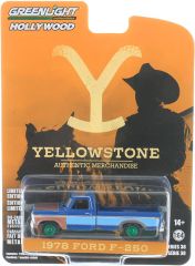 GREEN44980-E_VERT - Voiture avec jantes vertes sous blister de la série TV YELLOWSTONE – FORD F-250 1978 couleur bleu