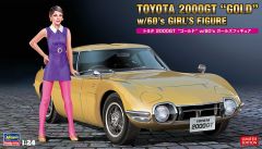HAW52333 - Figurine à assembler et à peindre - TOYOTA 2000GT Gold avec figurine des années 60
