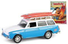 GREEN54110-B - Voiture sous blister de la série GARBAGEPAILKIDS - VW Type 3 Squareback 1961 Bleu avec planches de surf sur le toi