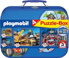 SCM55599 - Puzzle PLAYMOBIL boite bleu – 2x60 pièces et 2x100 pièces