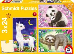 Puzzle Panda Lama et Paresseux  - 3x24 Pièces